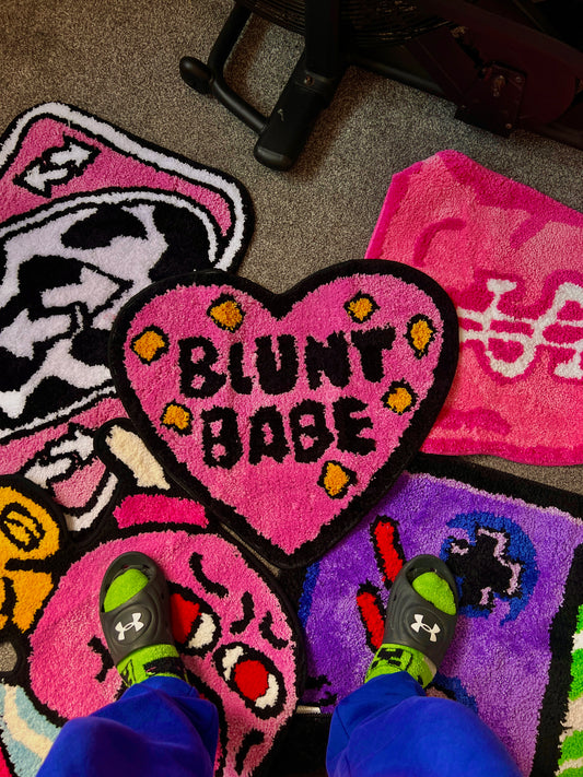 Pink Blunt Babe* Tufting Rug 100% Handmade Pink Heart Shape Tufted Rug Bathmat Bedroom Carpet Cloakroom Mat Floor Pad